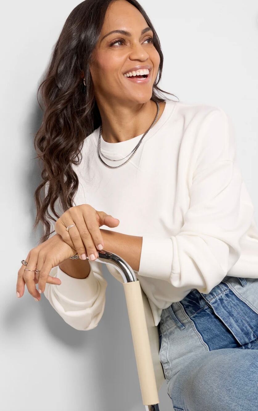 SPANX AirEssentials Crew Neck Sweatshirt in Powder Sz XL Cream Color